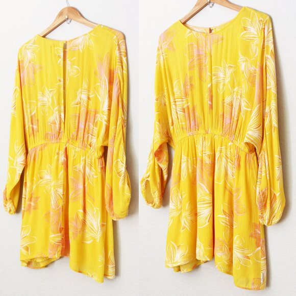 NEW Sisstrevolution I'm Fluttered Dress S Batwing Dolman Yellow Pink Gauze Mini - Picture 15 of 16